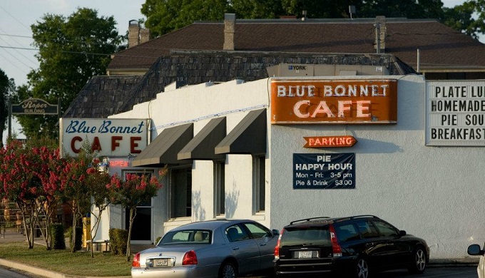 Front of Blue Bonnet Cafe as an iconic cafe