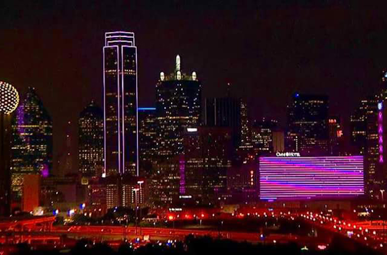 The Dallas Skyline Turned Pink for Breast Cancer Awareness