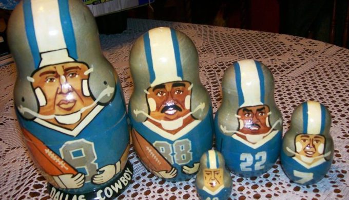 Handmade Dallas Cowboys Nesting Dolls Have Unique Order to Them