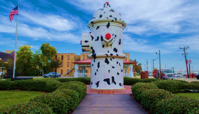 A Gigantic Fire Hydrant in Beaumont Marks C.A. ‘Pete’ Shelton Plaza & Fire Museum of Texas