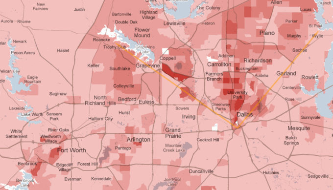 map, Dallas, Fort Worth
