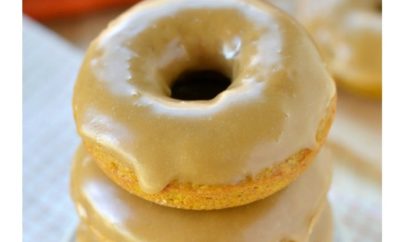Baked pumpkin spice donuts with maple glaze