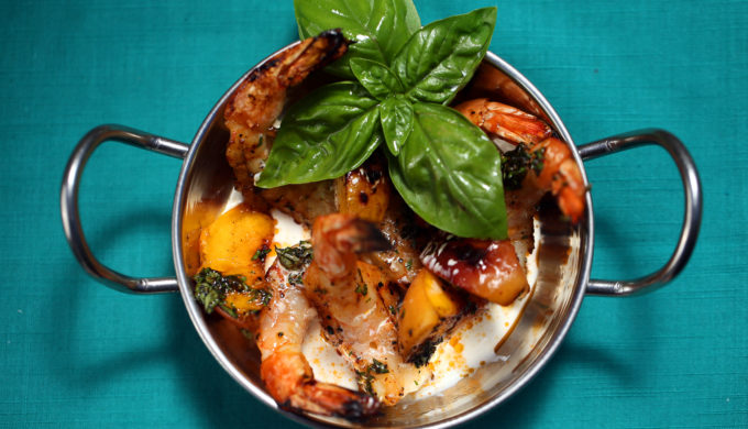 Grilled Peaches and Shrimp