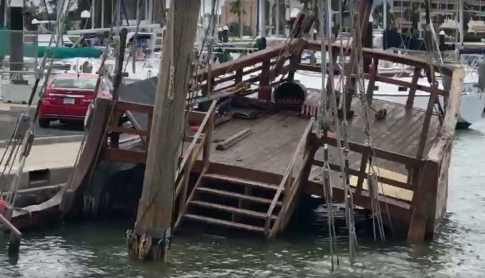 Replica Nina Ship Sinks in Corpus Christi in the Midst of Harvey’s Melee