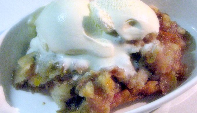 Fig Cobbler Topped with Ice Cream
