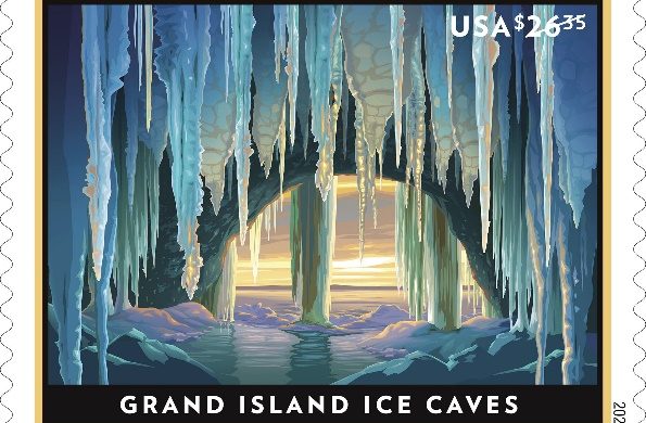 Grand Island Ice Caves priorty stamp