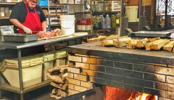 Meat prep at Louie Mueller Barbecue