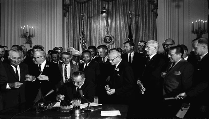 Johnson Signs Civil Rights Bill