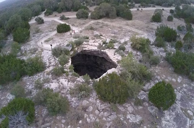 The view above Devil's Sinkhole provides the perspective of bats.