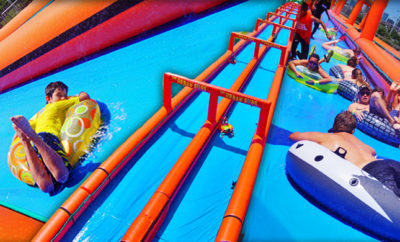 Slide Through Downtown Marble Falls on a Massive Water Slide