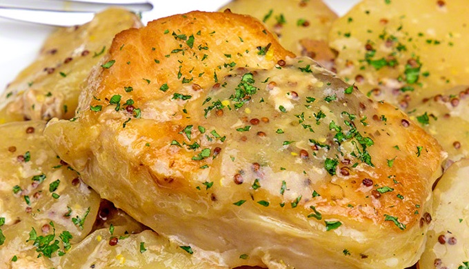 Slow Cooker Recipes Dijon Pork and Potatoes