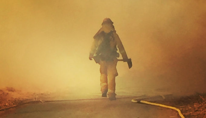 Firefighter Walking Into Smoke