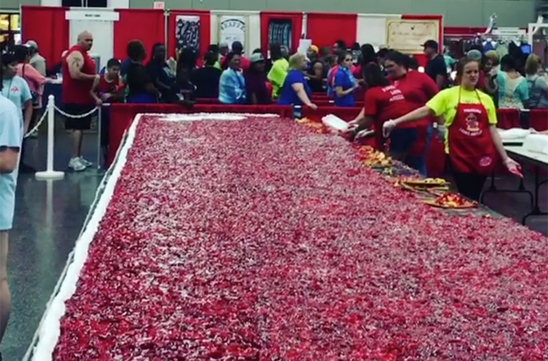 World's Largest Strawberry Shortcake Proudly Displayed (and Eaten) at Pasadena Festival