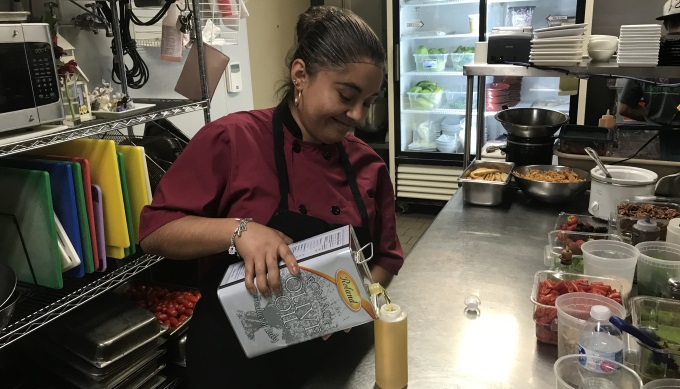 Salad preparation at Cabernet Gill